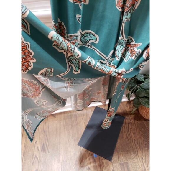 Knox Rose Women's Multi Floral Pleated V Neck Short Sleeve Long Maxi Dress Small - Picture 10 of 16